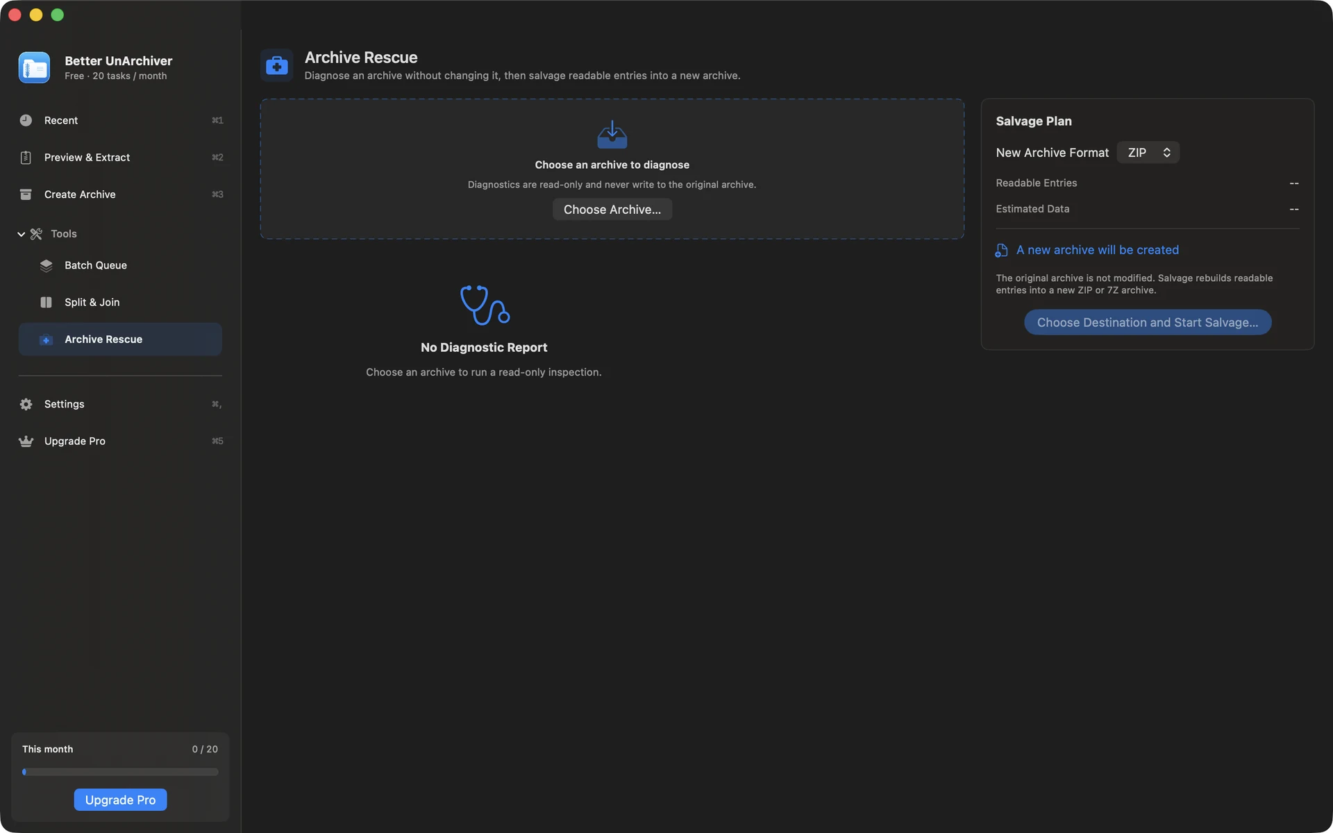 Archive rescue · Better UnArchiver